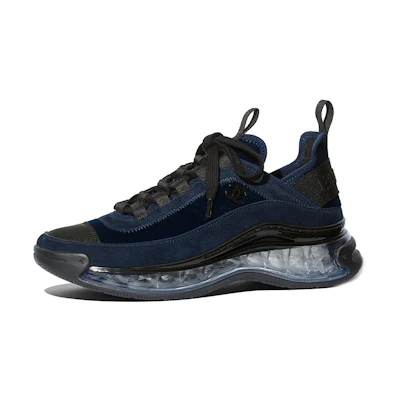 (W) Chanel Velvet Calfskin Grosgrain Sneaker 'Navy Blue'