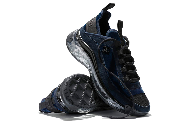 Shop (Women) Chanel Velvet Calfskin Grosgrain Sneaker 'Navy Blue'  G36299-Y54086-C0202