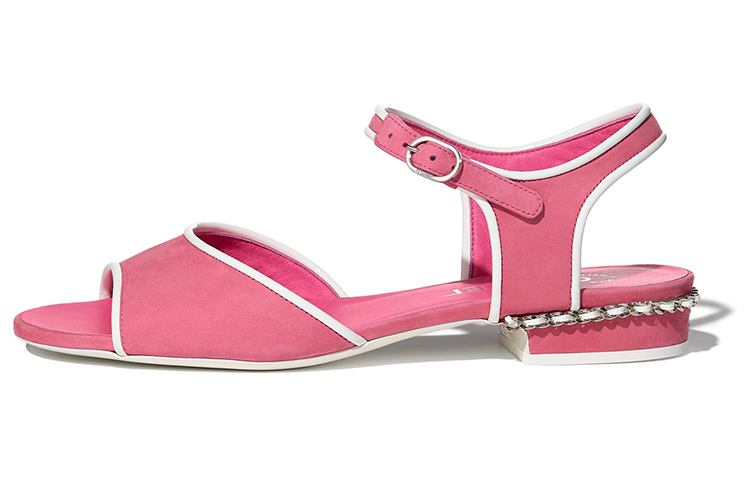 (W) Chanel Velvet Calfskin Sandals 'Matte Pink'
