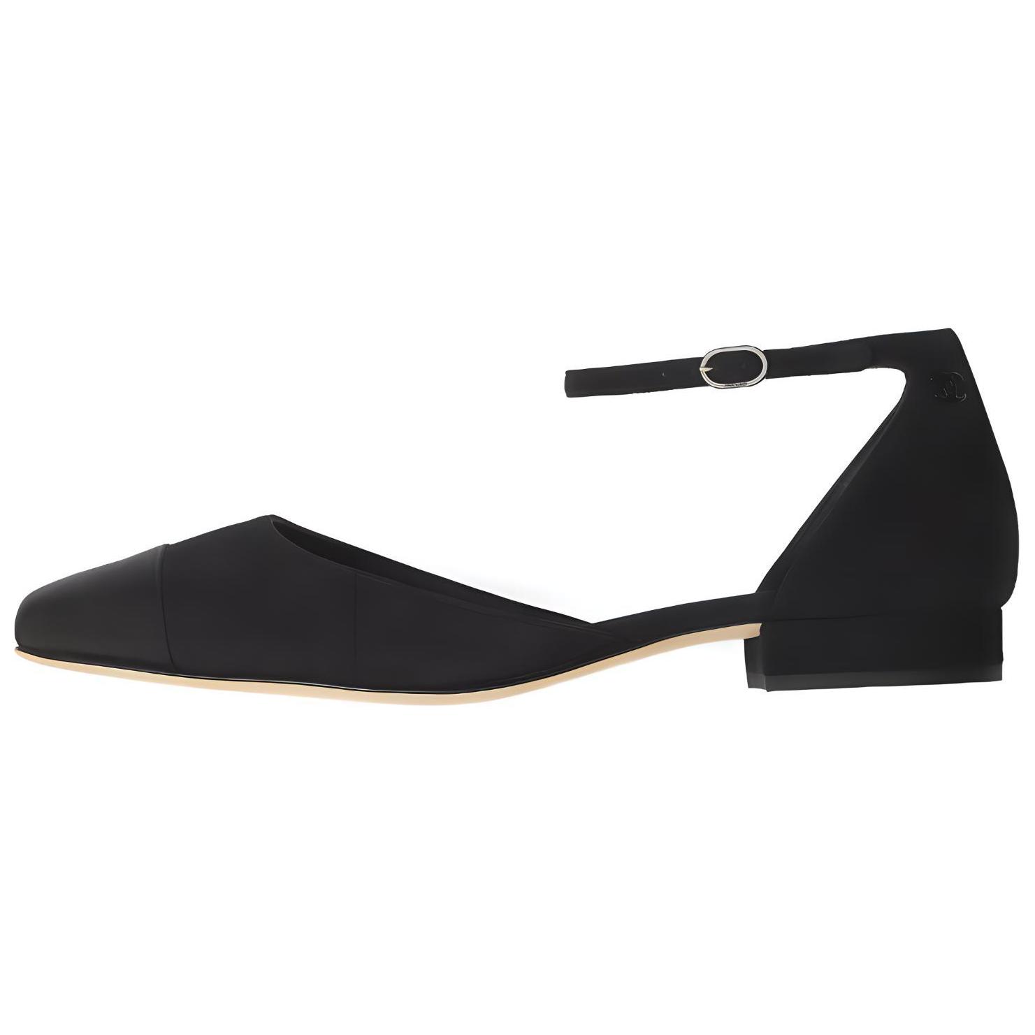 (W) Chanel Velvet Lambskin Satin Sandals 'Black Fashion'