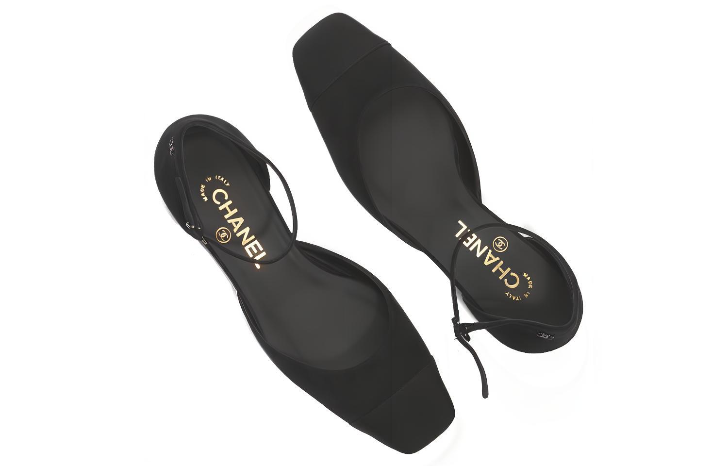 (W) Chanel Velvet Lambskin Satin Sandals 'Black Fashion' 圖 4