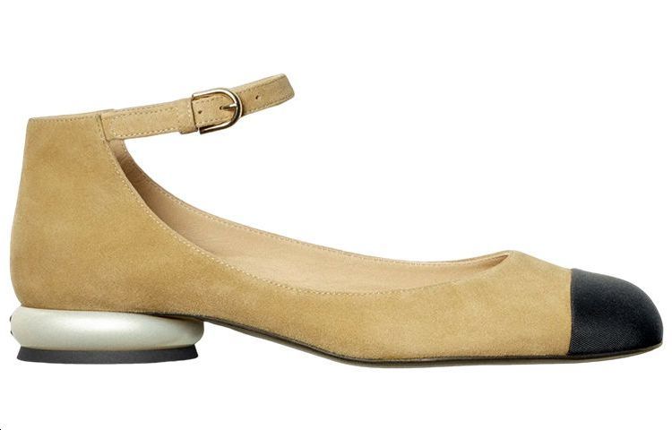 (W) Chanel Velvet Mary Jane Flats 'Beige' 圖 2