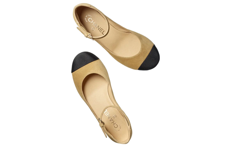 (W) Chanel Velvet Mary Jane Flats 'Beige' 圖 3