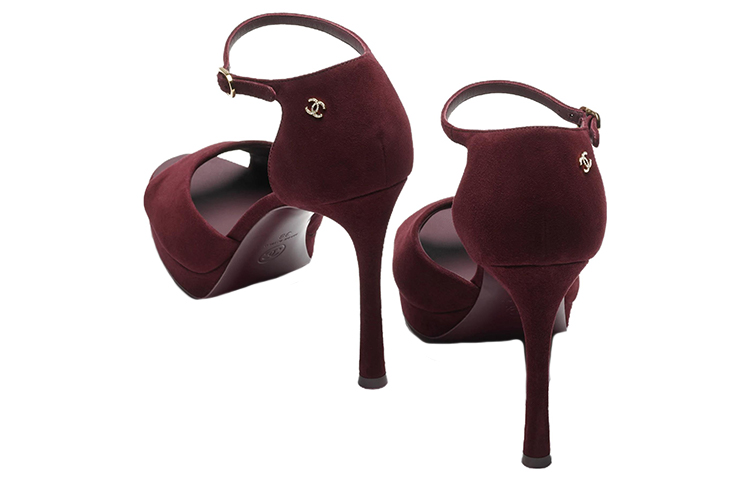 (W) Chanel Velvet Open-Toe Buckle Slide 'Burgundy' 圖 4