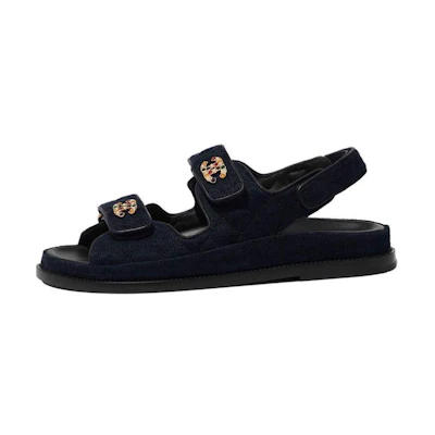 (W) Chanel Velvet Sandals 'Navy'