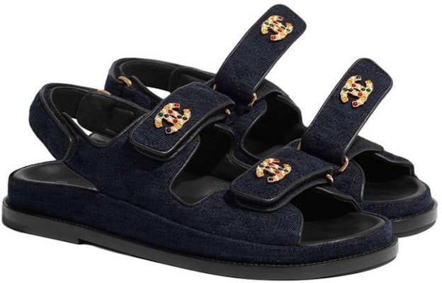(Women) Chanel Velvet Sandals 'Navy' G35927-X56243-0L125 Lookbook (Women) Chanel Velvet Sandals 'Navy' G35927-X56243-0L125