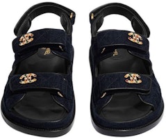 Shop (Women) Chanel Velvet Sandals 'Navy' G35927-X56243-0L125