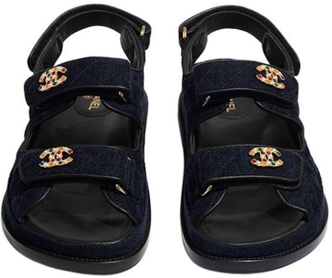 (Women) Chanel Velvet Sandals 'Navy' G35927-X56243-0L125 Shop (Women) Chanel Velvet Sandals 'Navy' G35927-X56243-0L125