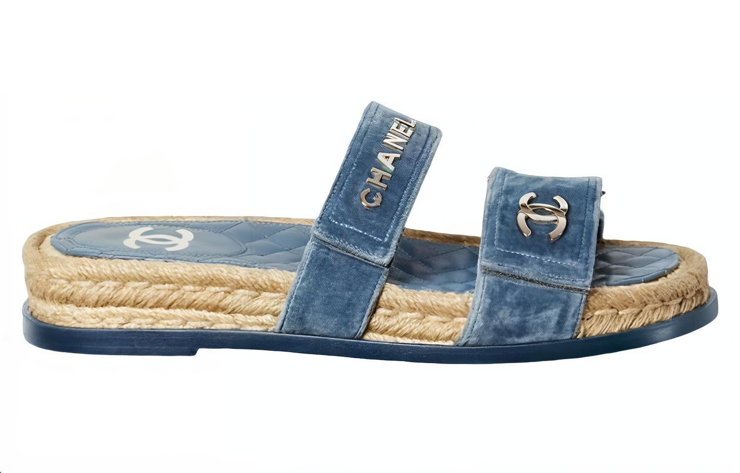 (W) Chanel Velvet Slide 'Blue Logo' 圖 2