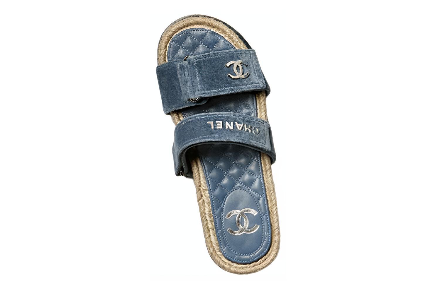 (W) Chanel Velvet Slide 'Blue Logo' 圖 3