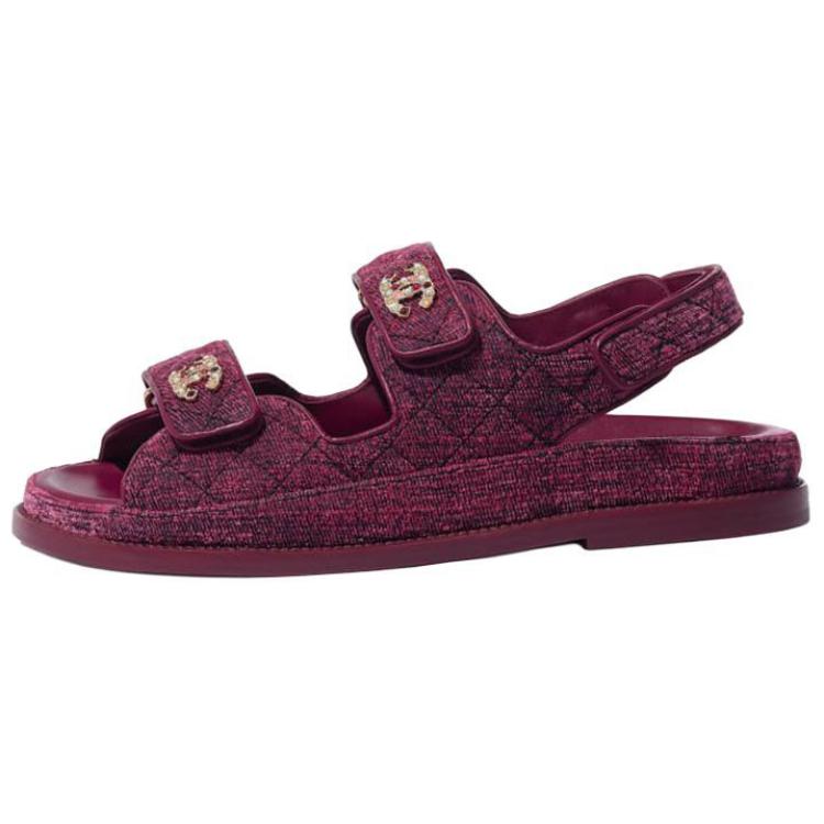 Buy (W) シャネル ベルベット スリップオン サンダル (ファッショナブルピンク) G35927-X56243-0L123