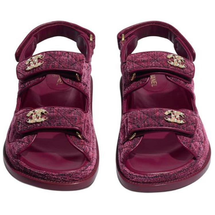 Lookbook (W) シャネル ベルベット スリップオン サンダル (ファッショナブルピンク) G35927-X56243-0L123