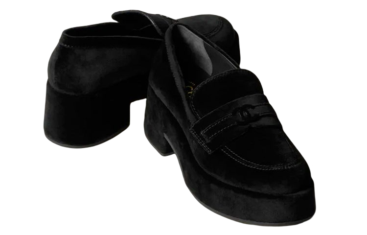 (W) Chanel Velvet Thick Sole 'Fashion Black' 圖 3