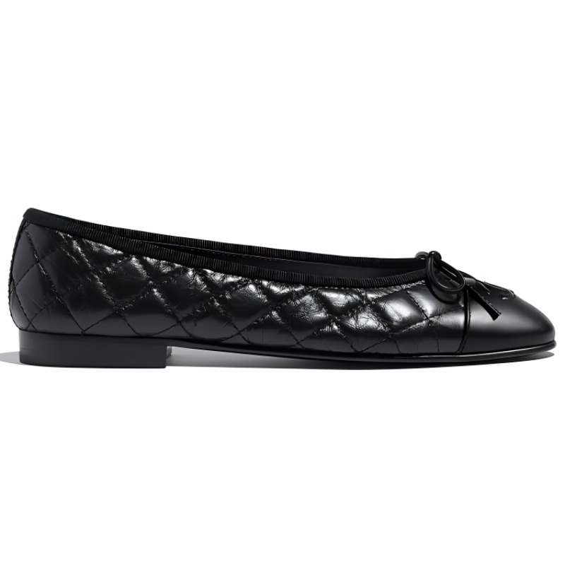 (W) Chanel Vintage Calfskin Flats 'Black' 圖 2