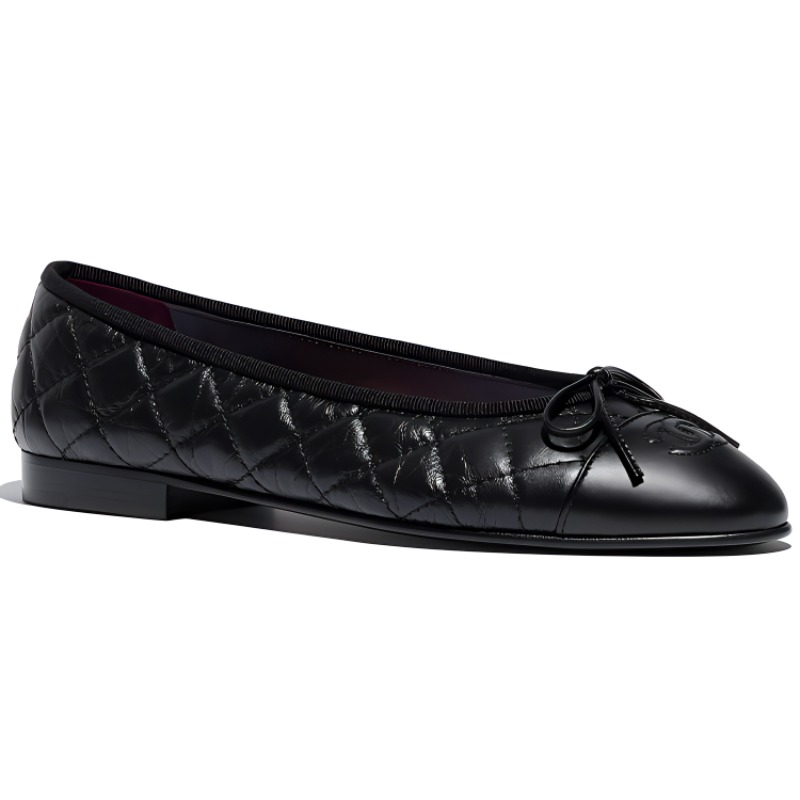 (W) Chanel Vintage Calfskin Flats 'Black' 圖 4