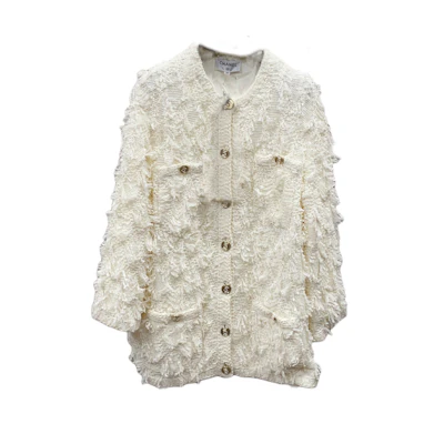 (Women) CHANEL White Long-Sleeve Tassel Single-Breasted Jacket for Women P70909-K10109-AW001