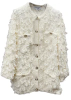 Order (W) 香奈兒女款白色流蘇單排扣長袖外套 P70909-K10109-AW001