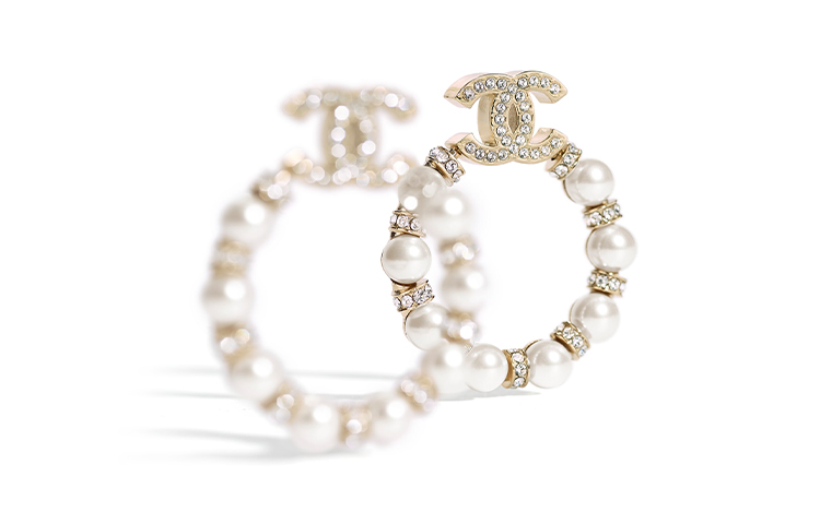 (Women) CHANEL White Pearl Earrings with Double C and Crystal Decor for Women AB5627-B03409-N7683 圖 3