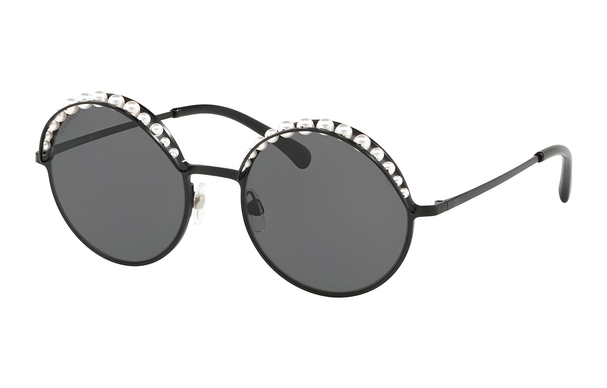 (Women) CHANEL White Pearl Series Round Sunglasses  Black CH4234H-C101S4