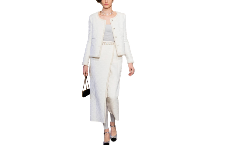 Order (W) 香奈兒白色絲質提花刺繡外套，長袖款，秋季限定版。 P71059-V62263-NC641