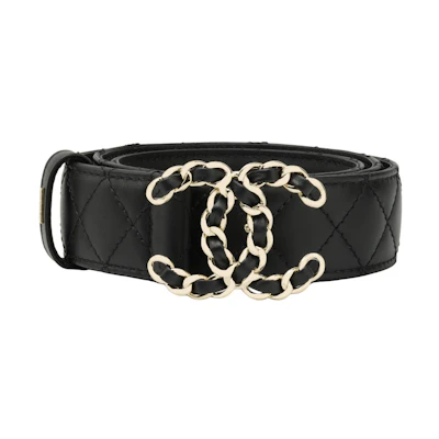 (Women) CHANEL Women’s Leather Belt with Logo Buckle in Black. A73463-Y1110694-30575