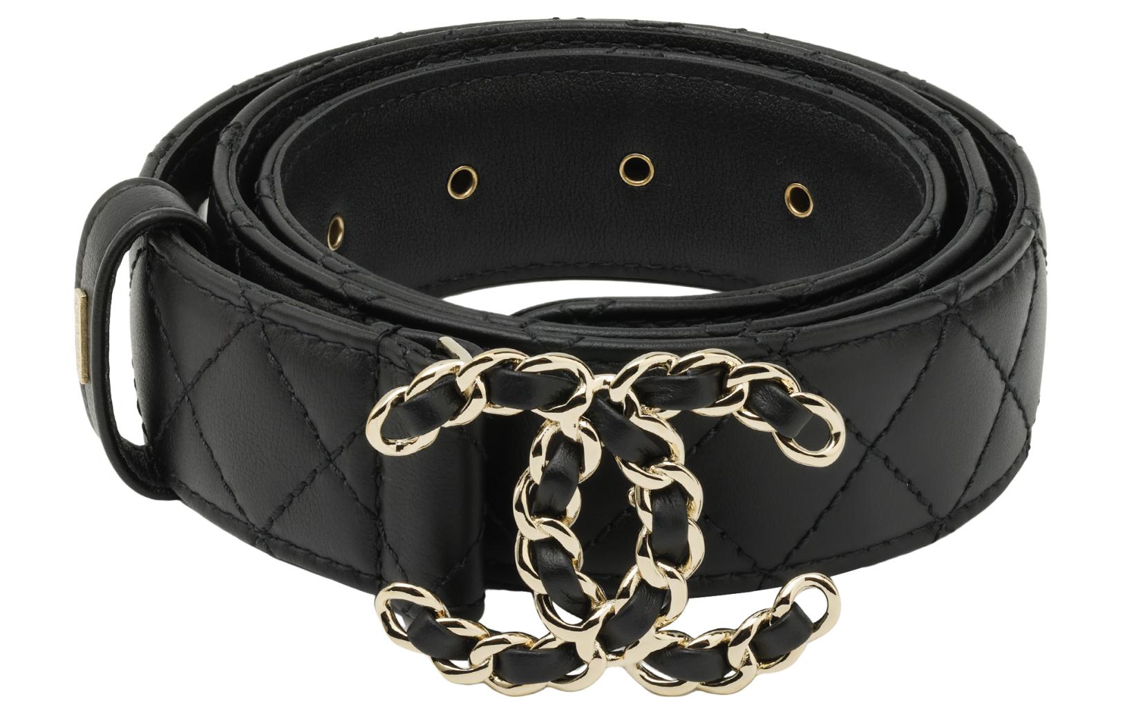 Shop (W) Cinturón de Cuero Negro para Mujer CHANEL con Hebilla de Logo. A73463-Y1110694-30575