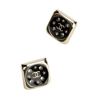 (Women) CHANEL Women’s Square Metal Resin Rhinestone Earrings - Gold. AB7972B07765