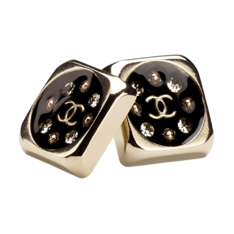(Women) CHANEL Women’s Square Metal Resin Rhinestone Earrings - Gold. AB7972B07765 圖 3