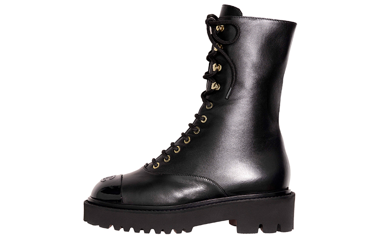 (W) Chanel Wrinkled Calfskin Ankle Boots 'Black'