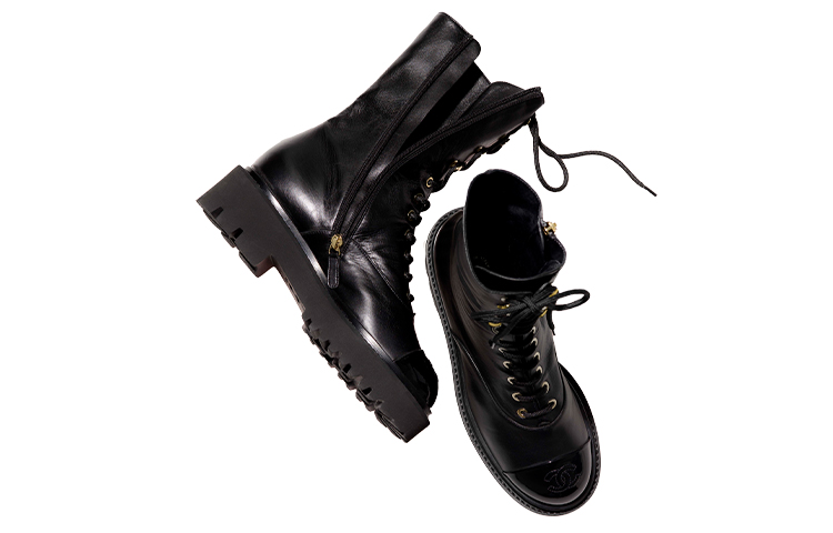 (W) Chanel Wrinkled Calfskin Ankle Boots 'Black' 圖 4