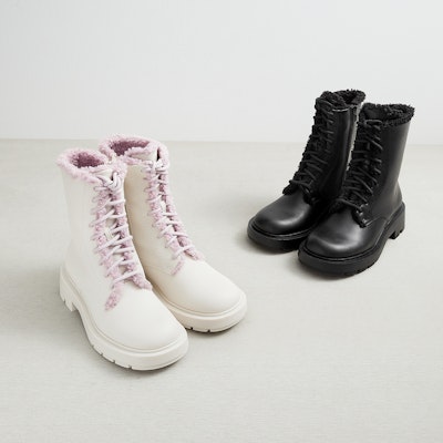 (Women) CHARLES & KEITH 21 PU Lace-Up Fluffy Platform Boots 'Black' CK1-90920099_BLACK Shop (Women) CHARLES & KEITH 21 PU Lace-Up Fluffy Platform Boots 'Black' CK1-90920099_BLACK