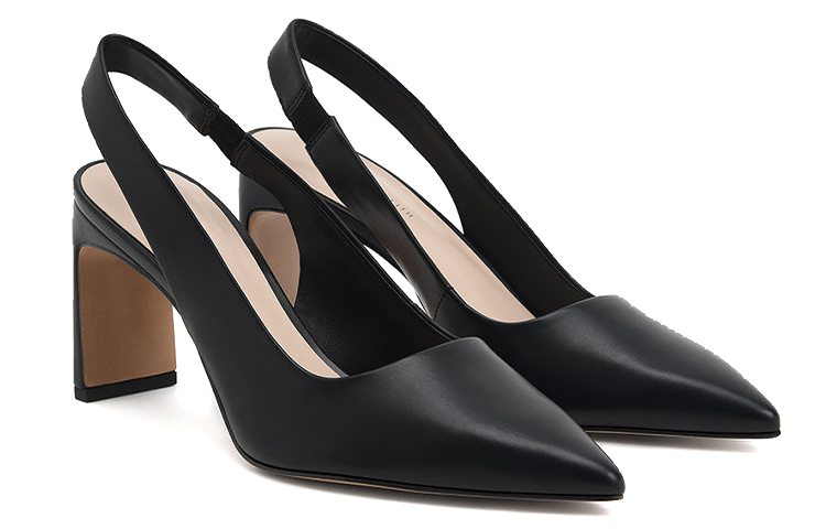 Lookbook (W) CHARLES & KEITH Tacón Fino Slingback 'Negro' CK1-60361362_BLACK