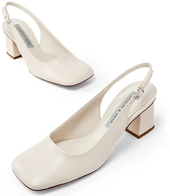 (Women) CHARLES & KEITH Block Heel Slingback Pumps 'Powder White' CK1-60361378_CHALK Shop (Women) CHARLES & KEITH Block Heel Slingback Pumps 'Powder White' CK1-60361378_CHALK