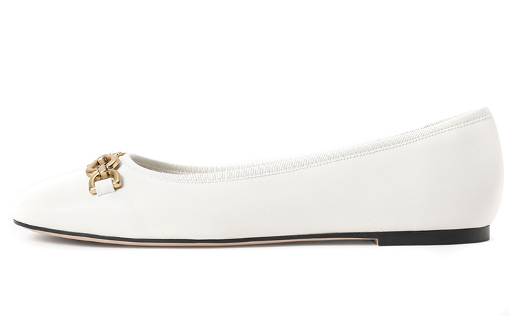 Buy (W) CHARLES & KEITH Kasut Balerina Rantaian PU 'Keselesaan Ringkas Putih' CK1-70580162_CHALK