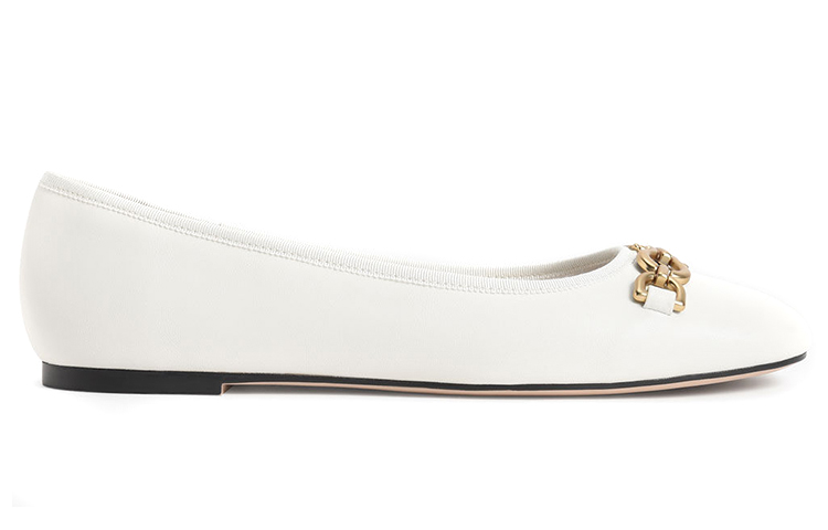 Order (W) CHARLES & KEITH Kasut Balerina Rantaian PU 'Keselesaan Ringkas Putih' CK1-70580162_CHALK