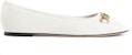 (W) CHARLES & KEITH Kasut Balerina Rantaian PU 'Keselesaan Ringkas Putih' CK1-70580162_CHALK