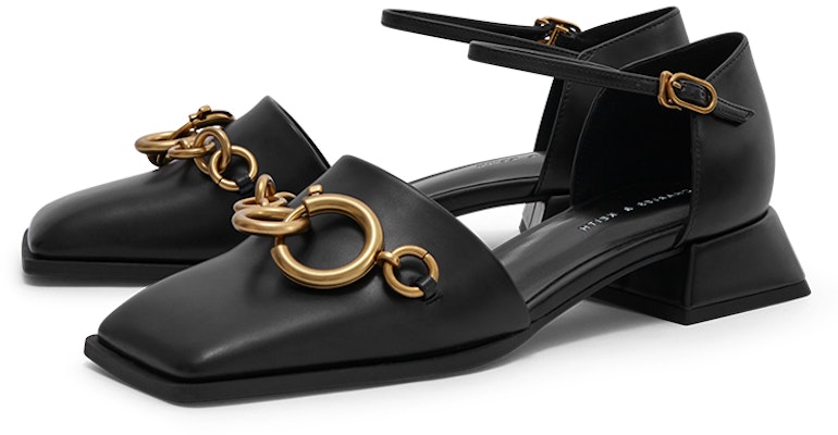 (Women) CHARLES & KEITH Chain Square Toe Block Heel 'Black' CK1-60900154_BLACK Order (Women) CHARLES & KEITH Chain Square Toe Block Heel 'Black' CK1-60900154_BLACK