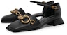 (W) CHARLES & KEITH Rantaian Tumit Blok Hujung Petak 'Hitam' CK1-60900154_BLACK