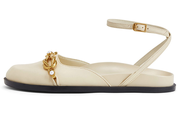 (Women) CHARLES & KEITH Charles & Keith PU Chain-Link Loafer Sandals 'Flat Metallic' CK1-71680049