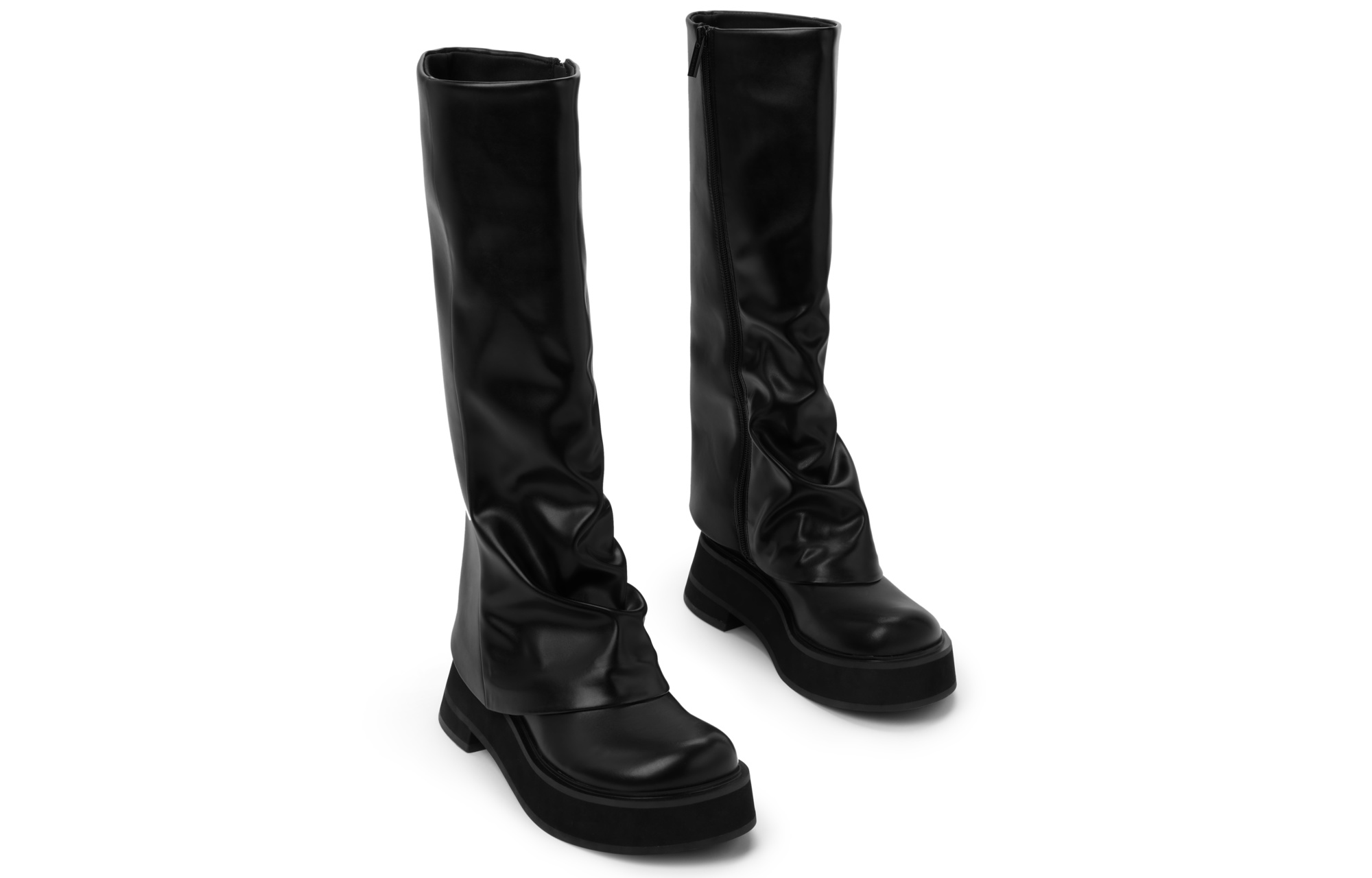 Purchase (W) CHARLES & KEITH Botas Altas Plataforma con Cremallera 'Negras' CK1-90580184