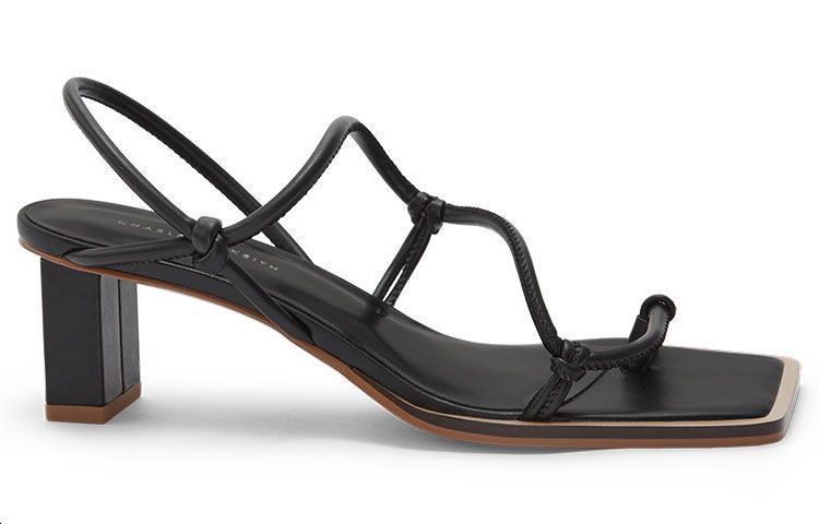 Order (W) CHARLES & KEITH Sandalias Deportivas Negras Punta Cuadrada de PU. CK1-60280301-BLACK