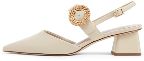 (Women) CHARLES & KEITH Charles & Keith Woven Buckle Strap Pointed Toe Chunky Mid-Low Heel 'Pink White' CK1-61720102_CHALK (Women) CHARLES & KEITH Charles & Keith Woven Buckle Strap Pointed Toe Chunky Mid-Low Heel 'Pink White' CK1-61720102_CHALK