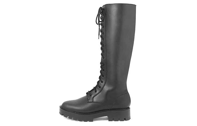 (Women) CHARLES & KEITH Chunky Heel Lace-Up Over-the-Knee Boots 'Black' CK1-90360348-2_BLACK