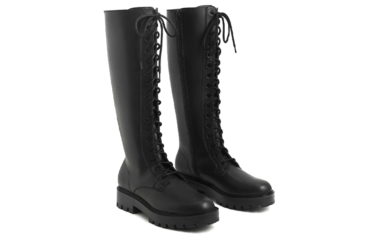 Lookbook (W) CHARLES & KEITH But Hitam Tumit Tebal Bertali Lebih Lutut CK1-90360348-2_BLACK