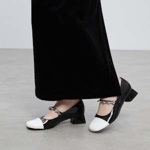 CHARLES&KEITH PU拼色粗跟瑪麗珍鞋 女款 Cheap CHARLES&KEITH PU拼色粗跟瑪麗珍鞋 女款