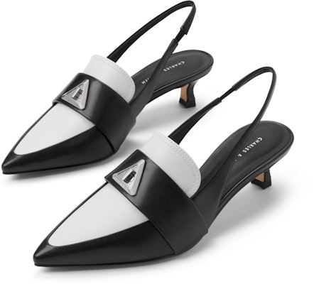 CHARLES&KEITH PU 尖頭拼色復古貓跟 細跟 高跟涼鞋 4.7cm 女款 Purchase CHARLES&KEITH PU 尖頭拼色復古貓跟 細跟 高跟涼鞋 4.7cm 女款