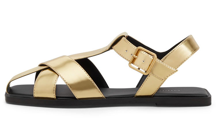 Buy (W) Charles & Keith 交叉带凉鞋 '金属金色' CK1-70380940_GOLD