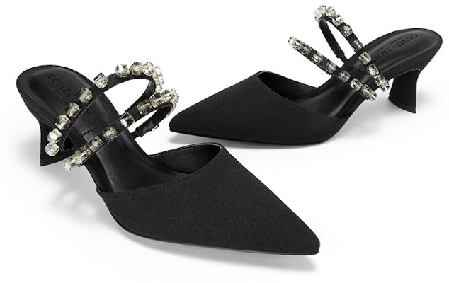 (W) CHARLES & KEITH ビジューストラップ ポインテッドトゥ サンダル (黒) SL1-60280406_BLACK Shop (W) CHARLES & KEITH ビジューストラップ ポインテッドトゥ サンダル (黒) SL1-60280406_BLACK