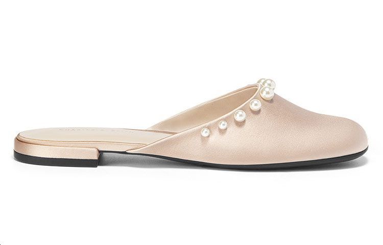 Order CHARLES&KEITH 布料 珍珠裝飾平底 時尚涼拖 女款 米色