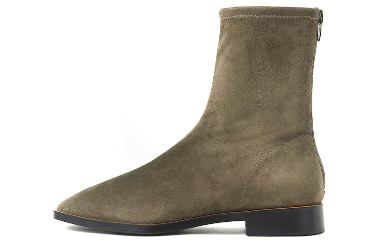 (Women) CHARLES & KEITH Faux Suede Breathable Block Heel Ankle Boots 'Military Green' CK1-90900085_M.GRN